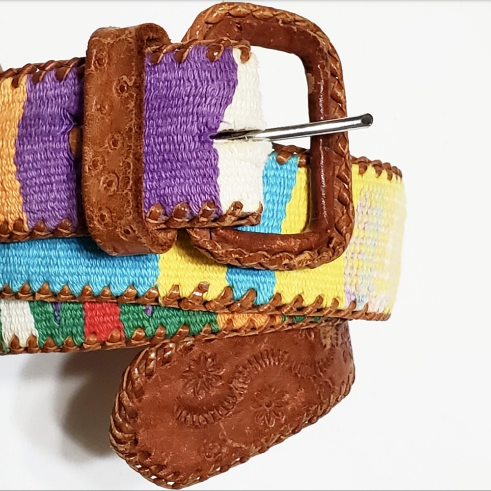 BOHO Vibes Woven Tooled Brown Leather Belt
